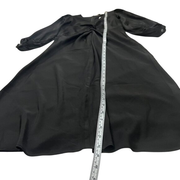 Banana Republic Babydoll Twist Front Midi Dress Black 4 Whimsygoth Dark Romantic - Picture 10 of 11